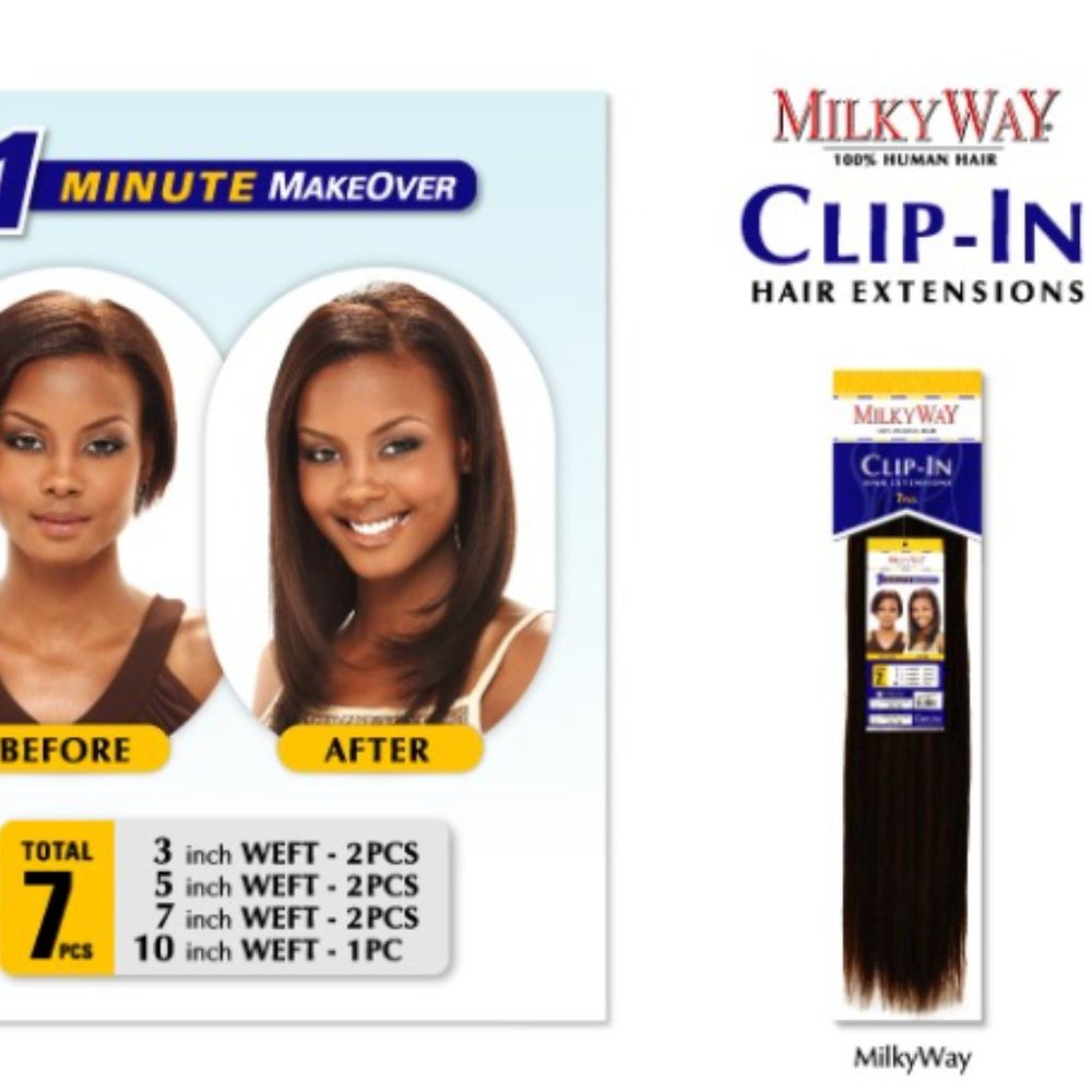 Clip-In Hair Extensions 18" 7 Pieces Color: 1B